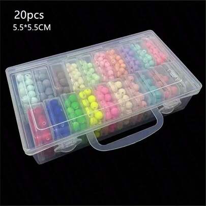 1個大盒和14個5.5cm透明方形珠寶收納盒，適合包裝，組織和存儲釣具，珠子，珠寶，指甲藝術寶石，配件，五金，電子元件，多功能
