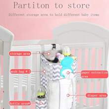 1pc Crib Hanging Storage Bag, Large Capacity Multifunctional Baby Bedside Organizer Bag - Grey - View 8