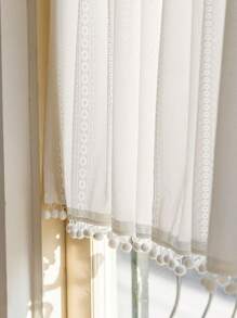 1pc White French Lace Voile Curtain, Lightweight Sheer Window Curtain, Rod Pocket Top Design, Privacy Filtering, Elegant Decor For Living Room, Study, Dining Room - White - View 5
