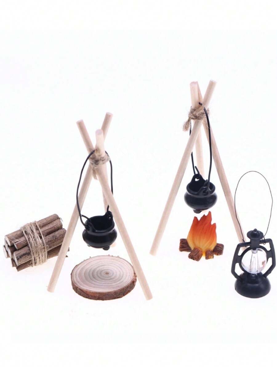 1:12 Maßstab Miniatur Winter Lagerfeuer Set, 2 Stile für OB11 Mini Fotografie Requisiten, Puppenhaus Outdoor Camping Thema Accessoires, Weihnachtsdekoration, Garten Landschaft Requisiten, Miniatur Modell