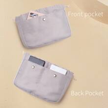 Suitable For Bucket Bag, The Inner Bag, The Mini Bag, The Middle Bag, The Storage Lining Bag, The Double Drawstring Nylon Waterproof Bag, Large Capacity Accessories For Bags, Picotin 15/18/22 Bag Insert, Bags Organizer, Purse Organizer Insert, Lightweight And Soft Touch Bag-In-Bag, Light Gray Chevron Pattern