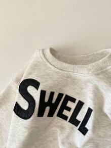 2pcs Baby Boy Casual Embroidered Letter Thin Sweatshirt And Pants Set, Spring/Autumn - Grey - View 6