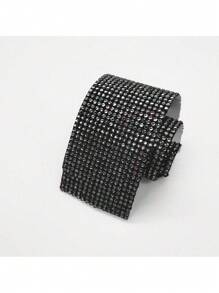 1pc Rhinestone Decorated Car Door Sill Protector - Black - View 3