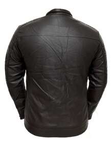 Casual Men's Lined Leather Jacket - 鏽棕色 - 查看 2