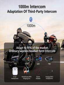 Q28-2X Motorcycle Helmet Bluetooth Intercom 1080P HD Ultra-Wide-Angle Lens 2-Person Intercom Distance 1000 Meters 2PCS - Double Pack - View 4