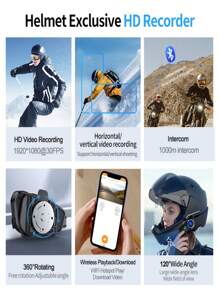 Q28-2X Motorcycle Helmet Bluetooth Intercom 1080P HD Ultra-Wide-Angle Lens 2-Person Intercom Distance 1000 Meters 2PCS - Double Pack - View 11