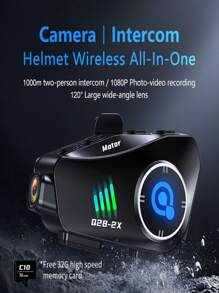 Q28-2X Motorcycle Helmet Bluetooth Intercom 1080P HD Ultra-Wide-Angle Lens 2-Person Intercom Distance 1000 Meters 2PCS - Double Pack - View 3