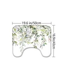 1pc/4pcs Watercolor Eucalyptus Multi-Functional Decorative Bathroom Waterproof Shower Curtain With 12 Hooks, Anti-Slip Bathroom Mat Set Including U-Shaped Rug And Round Toilet Lid Cover, Ideal For All Spaces Home Bathroom Decor Fall Decor Bathroom Accessories Back To School - Green - View 4