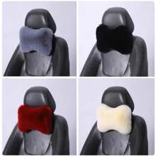 1入粉色毛絨汽車頸枕,冬季通用腰靠墊支撐,車內配件 - 粉色 - 查看 3