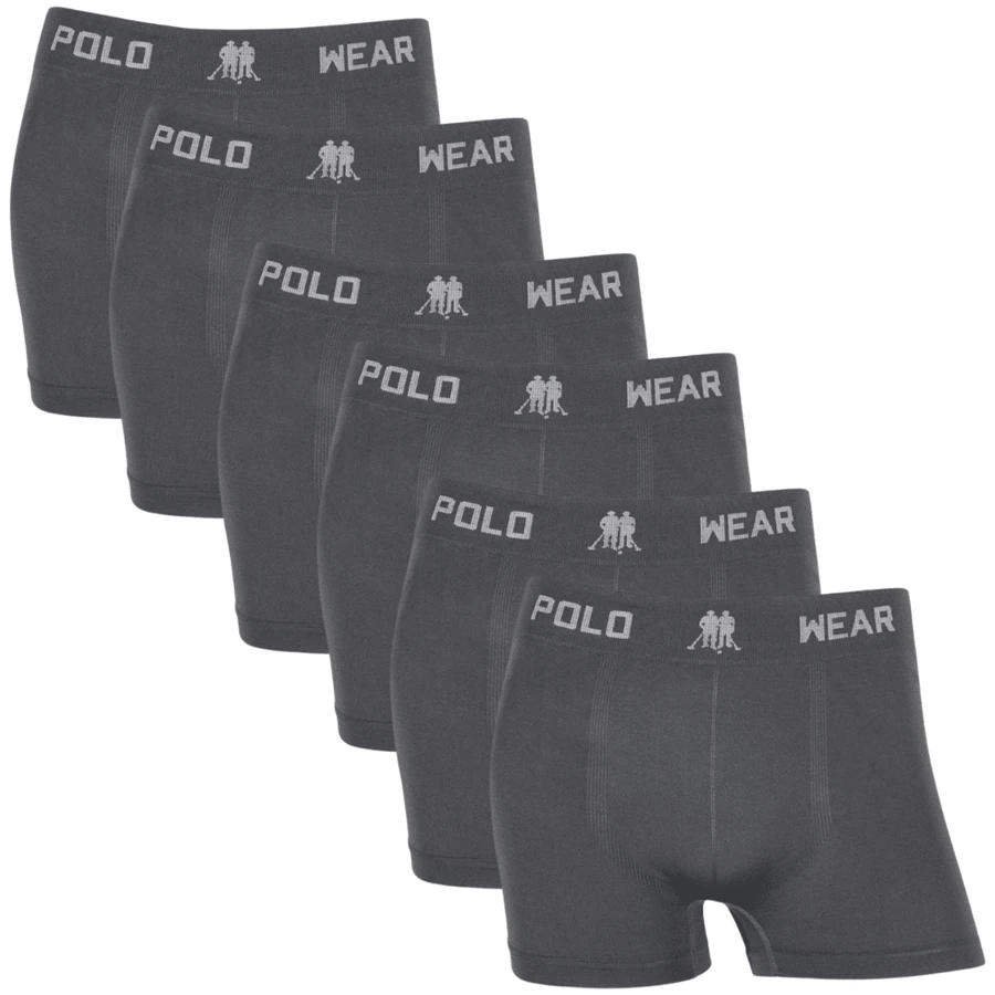 Kit 6 Polo Wear Men's Boxer Briefs Original Adult Men's Premium - Màu xám đen - Xem 1
