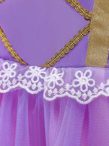 Tween Girl Long Elegant Luxurious Dress, Suitable For Holiday Parties - Purple - View 5