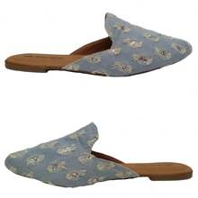 Women's Mule Flat Pointed Toe Comfort Flat Glitter Ripped Jeans From 33 To 39 Slippers Clogs Slide Shoes - 淺藍色 - 查看 4