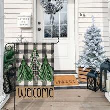 1 Stück Weihnachten Buffalo Check Gartenflagge, doppelseitige karierte Kranz Schwarz & Schneemann Gartenflagge, Winter Feiertag Yard Außen Weihnachtsdekoration, 30*45CM - Mehrfarbig - Übersicht 4