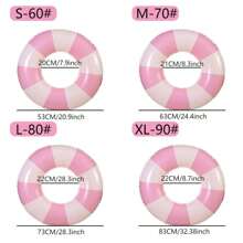 1pc Inflatable Striped Blue And Pink PVC Unisex Floating Pool Water Inflatable Ring