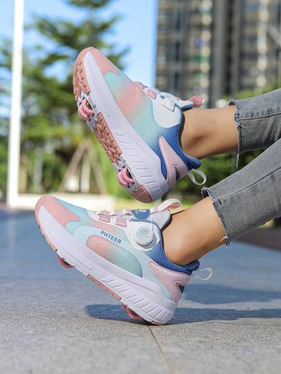 Patines con ruedas de 4 ruedas para niños y niñas, adolescentes, zapatillas de fitness con ruedas para caminar y deslizarse, de malla transpirable