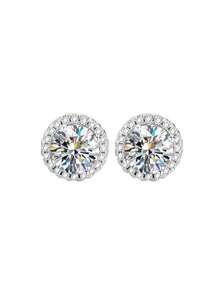 1 Pair S925 Sterling Silver Stud Earrings, Double Round Screw Back, Unisex, Valentine's Day And Carnival Gift Box Set - 1ct*2 Round Earrings - View 5