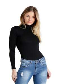 Cacharrel Women's Blouse With Long Sleeves And High Collar - 黑色 - 查看 3