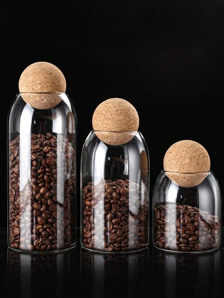 1 pièce Bocal en verre avec bouchon en liège scellé, boîte de rangement pour grains de café, fruits secs, rangement alimentaire multigrains, bocal de thé créatif avec bouchon en liège, bouteille en verre | Mode en ligne | SHEIN FRANCE