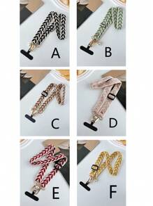 Leaf Mobile Phone Strap Hanging Adjustable Nylon Neck Lanyard With Faux Pearl Pendant And Wide Fabric Shoulder Strap Cover - Multicolor - View 3