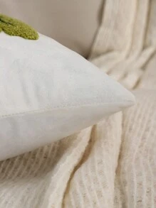 1 件万圣节南瓜天鹅绒刺绣抱枕套，感恩节秋季家居装饰 - 米色 - 查看 6