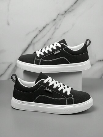 Men's Canvas Shoes, Minimalist Design, Solid Color Flat Shoes