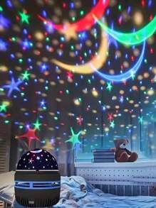 1pc Colorful Starry Sky Projection Lamp, Rotating Magic Ball Led Night Light With Rgb Moon & Galaxy Projection For Bedroom Decoration - Starry Sky Model - View 1