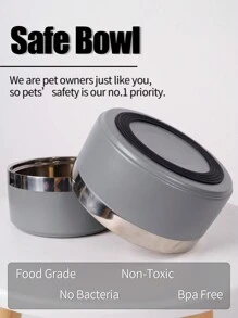 Supet 1 Peça Tigela para Cachorro Redonda Reforçada de Aço Inoxidável, Cor Sólida Estilosa, Tigela para Gato e Cachorro Antiderrapante, Adequada para Uso Interno e Externo