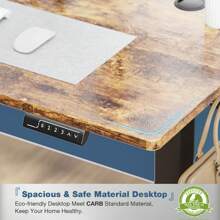 OLIXIS Electric Adjustable Height Standing Desk - 55 X 24 Inch Sit To Stand Up Desk With Splice Board, Rising Home Office Computer Table With 2 Hook And Wire Hole For Work