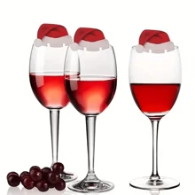 5/10pcs, Christmas Hat Wine Glass Decoration Card Party Tableware Party Supplies Christmas Hat, Wine Glass Card, Christmas Red Wine Glass, Champagne Glass Card, Holiday Decoration Card Suitable For Christmas Party Decoration,Christmas