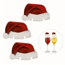 5/10pcs, Christmas Hat Wine Glass Decoration Card Party Tableware Party Supplies Christmas Hat, Wine Glass Card, Christmas Red Wine Glass, Champagne Glass Card, Holiday Decoration Card Suitable For Christmas Party Decoration,Christmas