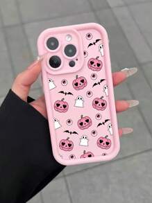 节日万圣节南瓜彩绘新款高端纹理加厚防摔保护手机壳兼容 iPhone 15、iPhone 14、iPhone XR/7/8、iPhone 15 Pro Max、iPhone 13、iPhone 14、iPhone 11、P12、XS 柔软 TPU 防摔彩绘手机壳 - 彩色 - 查看 2