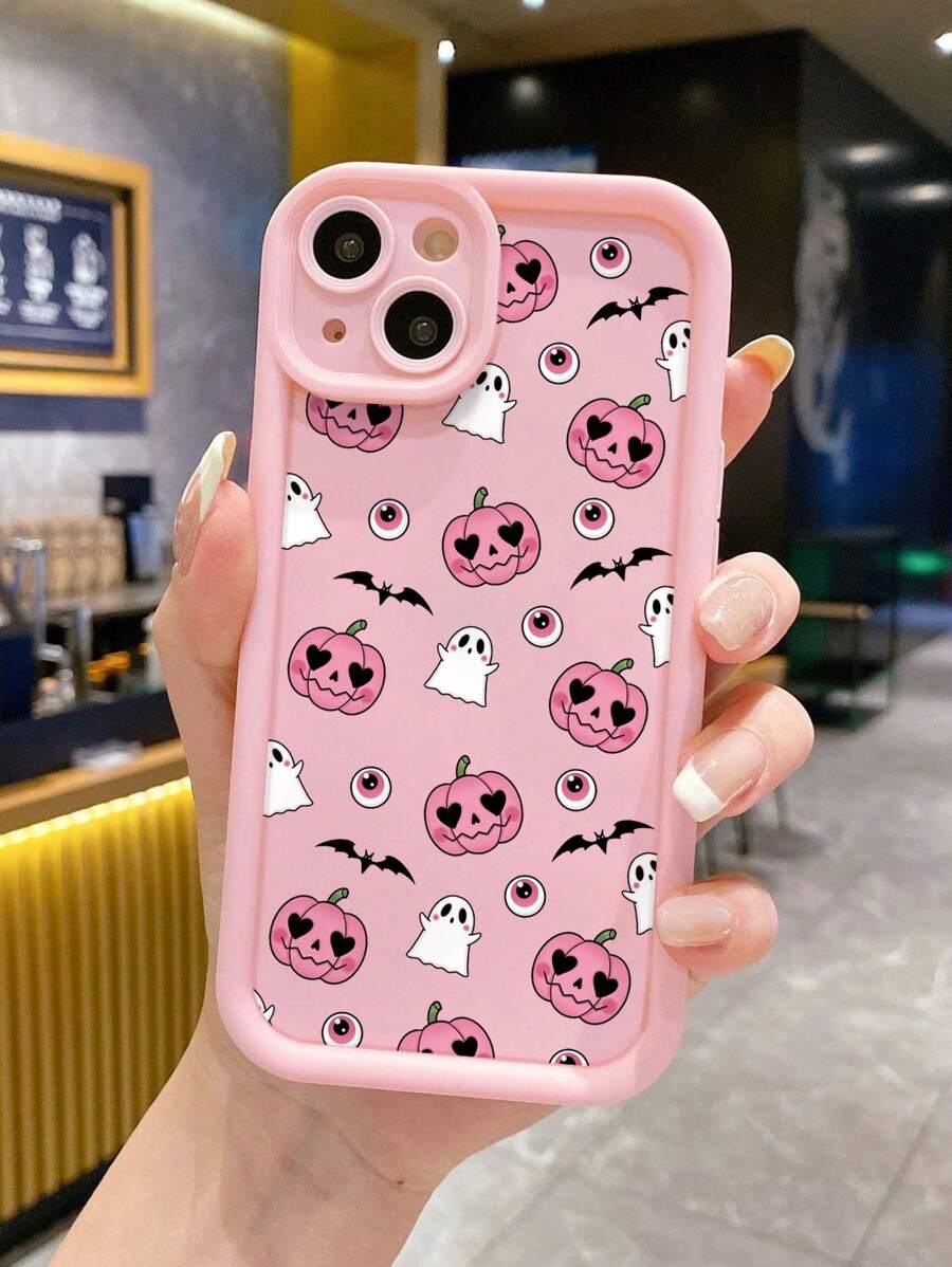 节日万圣节南瓜彩绘新款高端纹理加厚防摔保护手机壳兼容 iPhone 15、iPhone 14、iPhone XR/7/8、iPhone 15 Pro Max、iPhone 13、iPhone 14、iPhone 11、P12、XS 柔软 TPU 防摔彩绘手机壳 - 彩色 - 查看 1