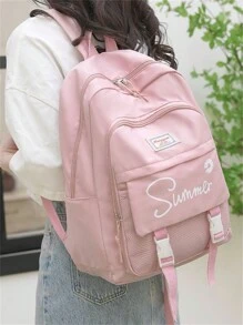 New Women's School Backpack For Young Girls From Elementary To Middle School, Spine Protection, Large Capacity Ultralight Backpack - Hồng - Xem 1