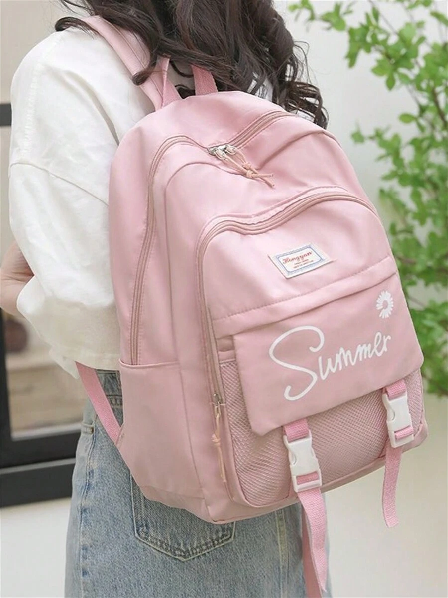 New Women's School Backpack For Young Girls From Elementary To Middle School, Spine Protection, Large Capacity Ultralight Backpack - Hồng - Xem 1