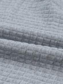 Astylish Women's Quilted Kangaroo Pocket Drawstring Hoodie - Grey - View 10