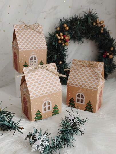 5/10 件迷你可爱圣诞屋糖果盒礼品盒派对礼品婚礼装饰，圣诞节