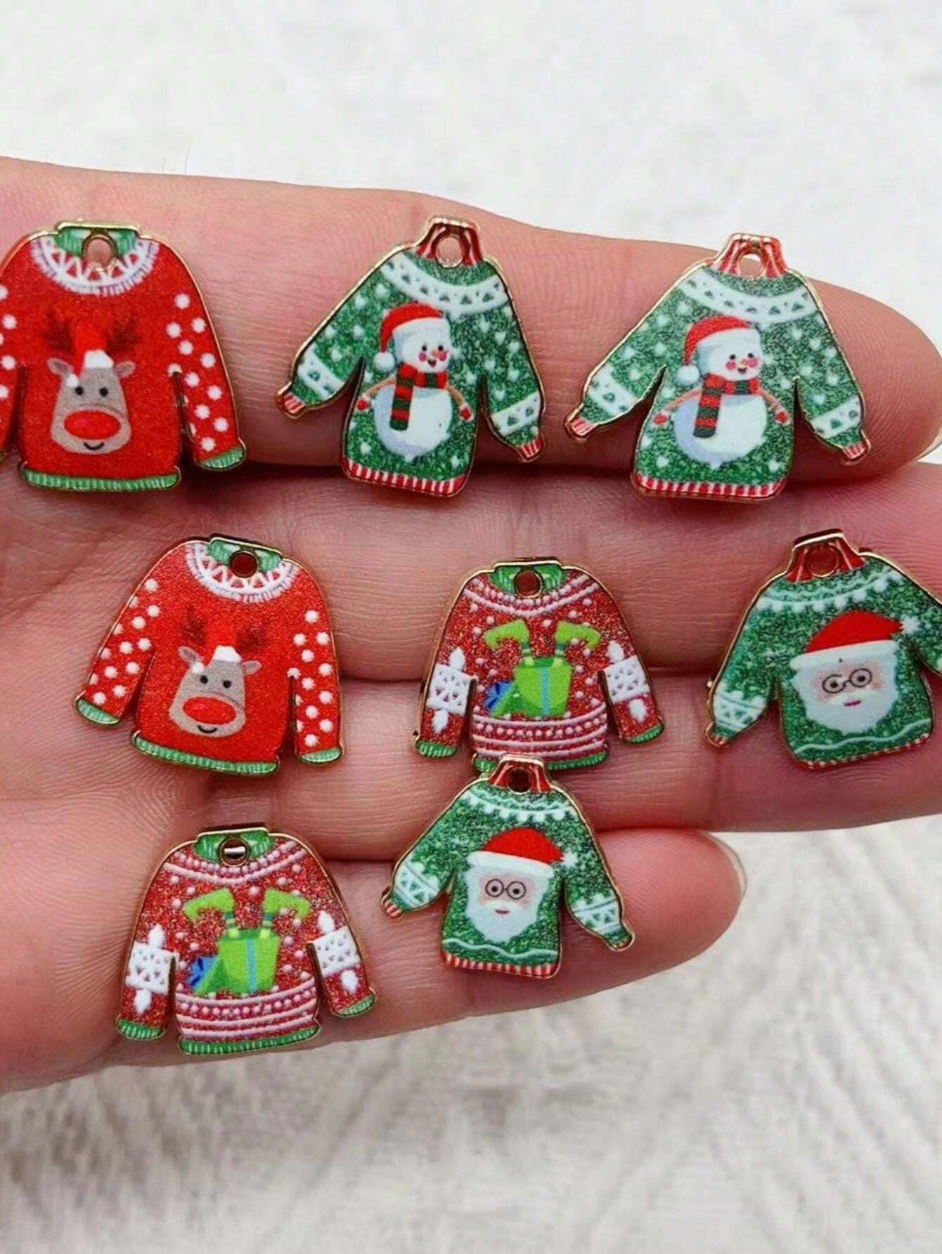10pcs Alloy Christmas Sweaters Jackets Earrings Charming Funny Cute