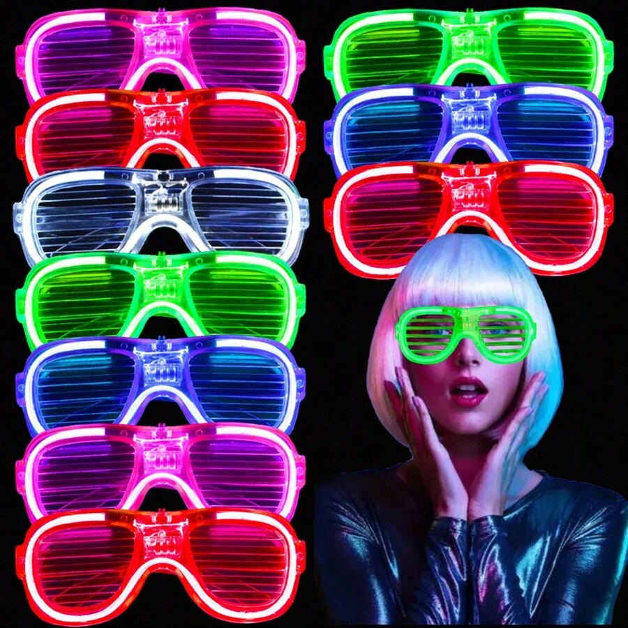 12/25 PCS LED Light Up Glasses Bulk 5 Colors Glow Glasses Glow In The Dark Party Supplies Neon Party Favors For Wedding Birthday Christmas - Nhiều màu - Xem 1