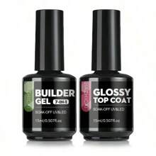 15ml No Wipe Clear Glossy Gel Top Coat Base Coat 7In1 Builder Gel Matte Top Coat - Shine Finish And Long Lasting, Soak Off Nail Lamp Gel Nail Polish Starter Kit .