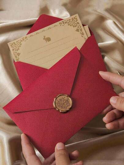 16pcs/Set: 3 Envelopes, 10 Writing Papers, 3 Wax Seals, Office Envelopes, Wedding Invitations, Cards, Envelopes, Premium Dark Green Envelopes & Cards, Friend Gift Cards, Writing Papers, Envelopes, Wax Seals