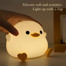 1pc Cute Bean Duck Night Light, DoDo Duck Silicone Nursery Night Light, Battery Table Lamp Bedside Lamp With Touch Sensor For Bedrooms, Living Room