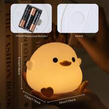 1pc Cute Bean Duck Night Light, DoDo Duck Silicone Nursery Night Light, Battery Table Lamp Bedside Lamp With Touch Sensor For Bedrooms, Living Room