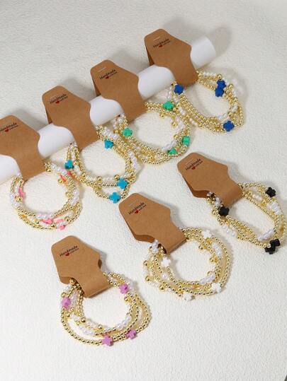 4Pcs Gold Beaded Cross Bracelet For Women Cute Handmade Stackable Boho Beads Friendship Stretch Bracelet Cross Bracelet, Christian Gifts For Women, Gifts For Women, Encouragement Gift, Friend Gifts, Sister Birthday Gifts, Gifts, Inspirational Gifts, Christmas Gifts