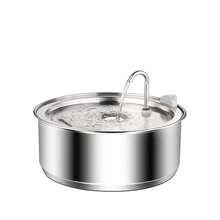 8L 不锈钢自动狗饮水器，水龙头配置，多重过滤，超静音泵，带过载保护，洗碗机安全设计宠物饮水机，适用于猫、狗、多种宠物 - 灰色 - 查看 2