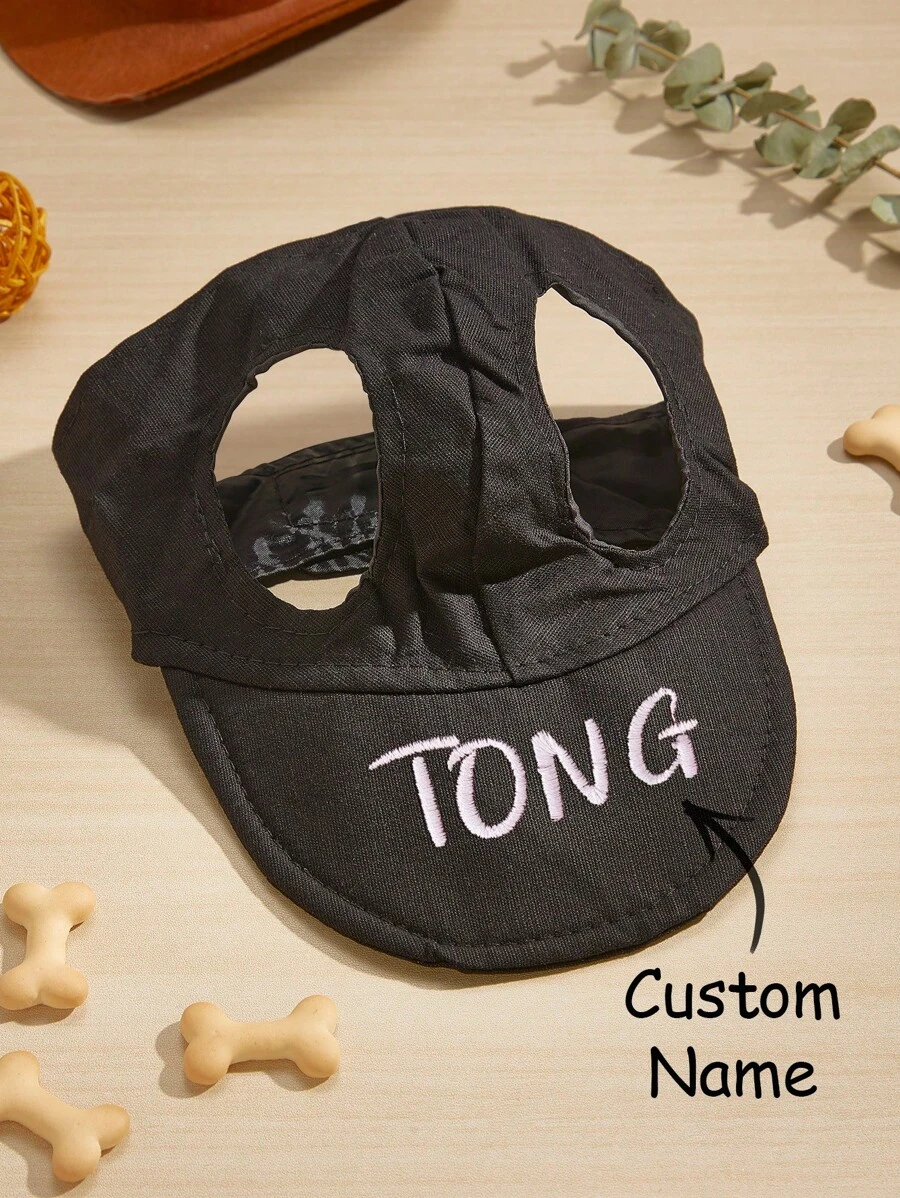 1 件定制狗帽、个性化宠物渔夫帽、定制小狗帽、定制狗遮阳帽、带耳孔的个性化狗棒球帽、带名字的定制狗帽、宠物防晒帽、狗/猫旅行帽、狗帽、猫狗宠物夏季帽 - 黑色 - 查看 1