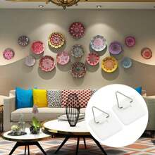 10Pcs Invisible Adhesive Plate Hanger Vertical Plate Holders For The Wall Hooks Decorative Plates Wall Holders For Display