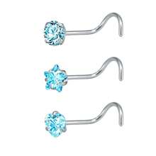 Clous de nez 20g 18g Anneaux de nez Clous de nez en forme de L en acier chirurgical inoxydable avec petit diamant Clous de nez pour femmes et hommes Anneaux de nez tire-bouchon Clous de piercing de nez à vis
