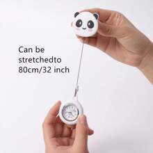 1pc Panda Cartoon Retractable Clip-On Nurse Watch, Luminous Pointer, Convenient For Wearing, Popular Among Doctors - White - View 2