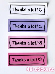36pcs/48pcs/72pcs "Thank You" Square/Round Shape Simple Instagrams Gift Stickers, Decoration Stickers, Thank You Labels, Dessert Stickers Valentine Day