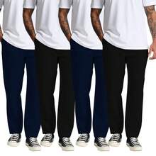 Kit 4 Men's Linen Pants With Pockets And Adjustable Drawstring Tailoring For Extreme Comfort And Sophistication - màu đen - Xem 1